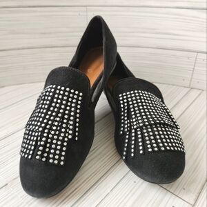 Zara Suede Loafers with Silver Studded Fringe Women's Size 6.5 / 37